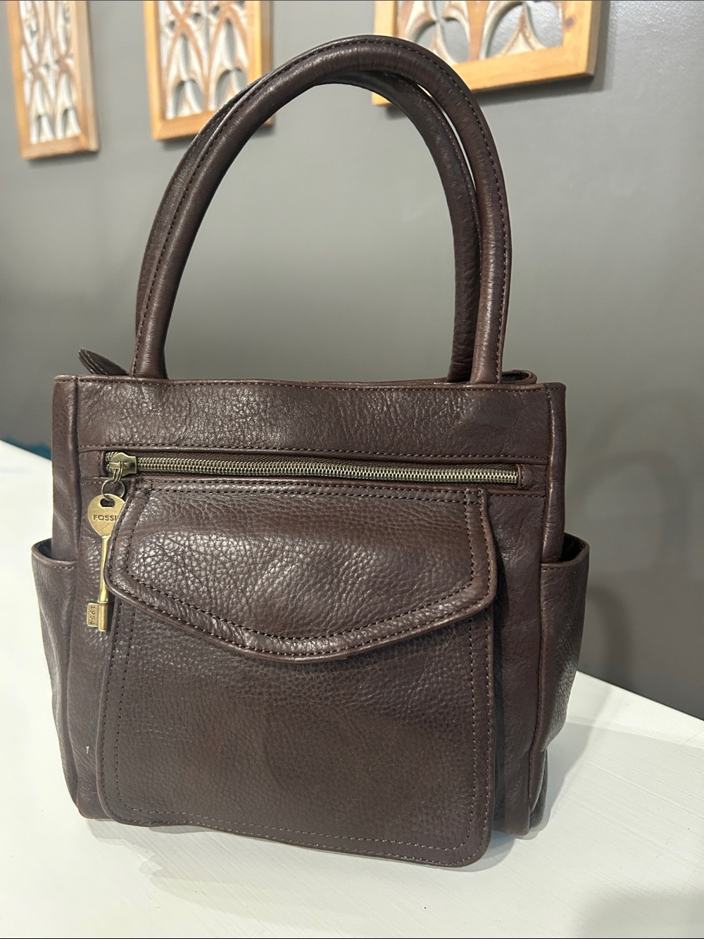 Fossil Dark Brown Leather handbag purse